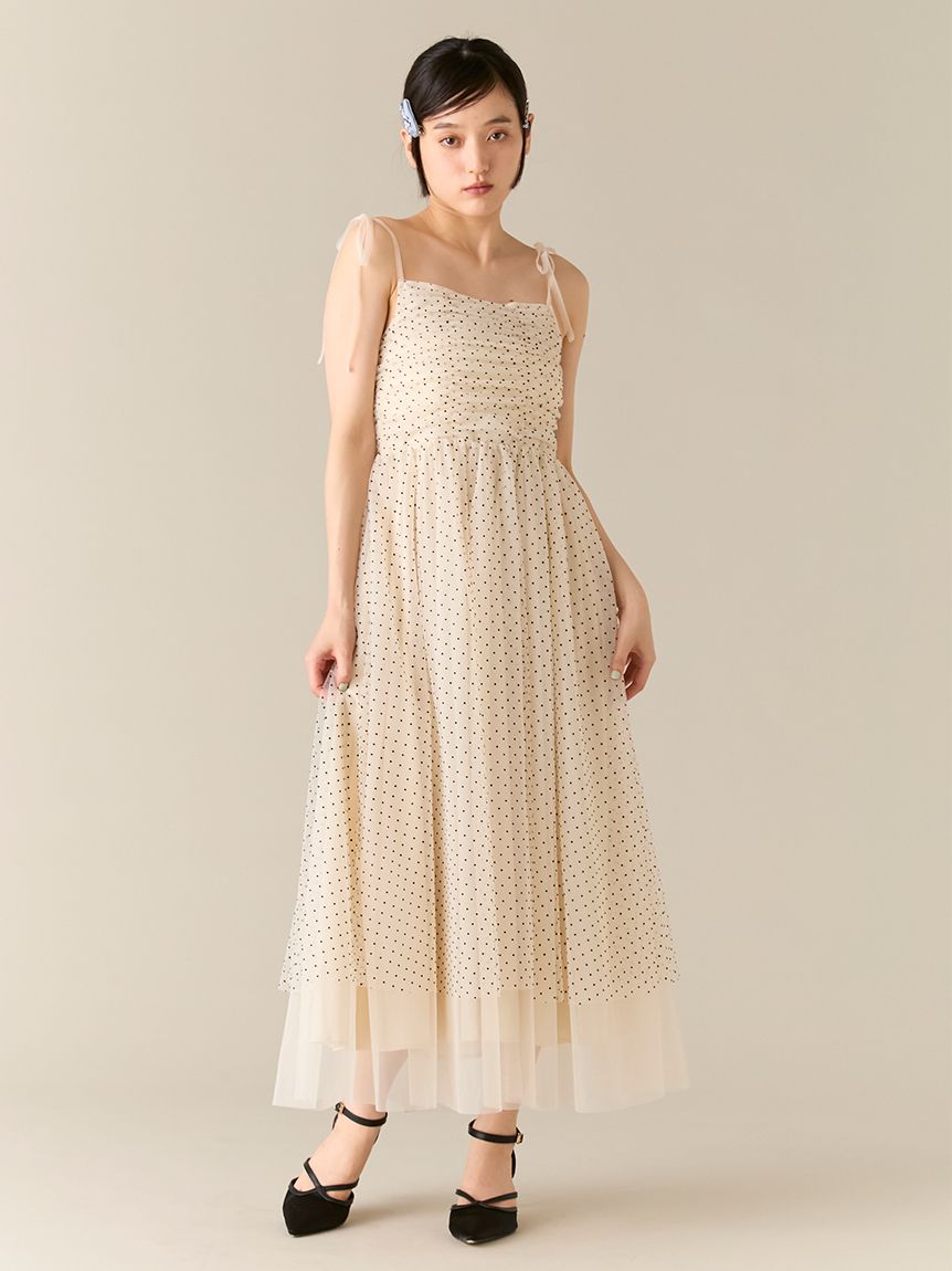 カーデセットチュールワンピース(マキシ・ロングワンピース