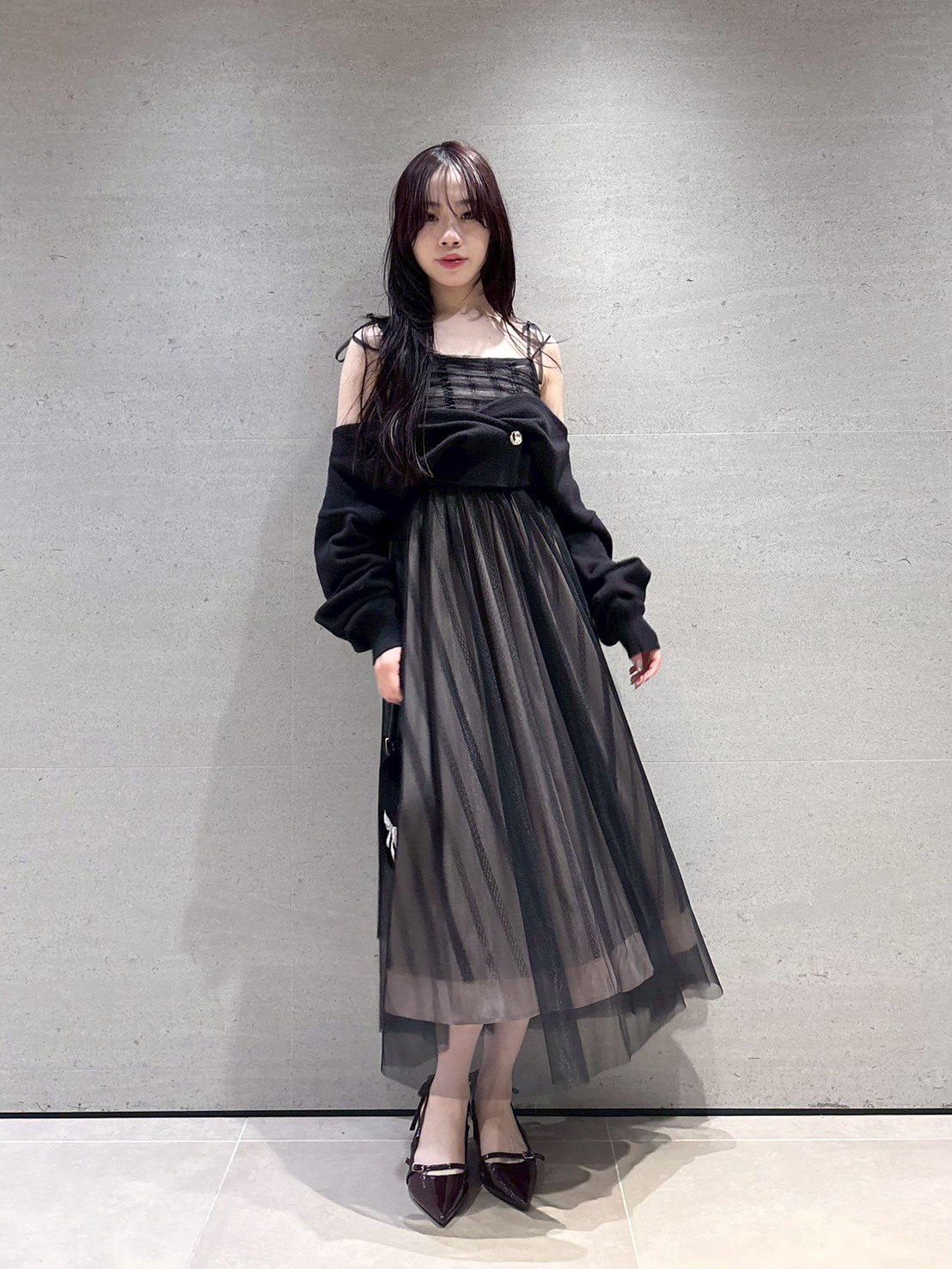 カーデセットチュールワンピース(マキシ・ロングワンピース