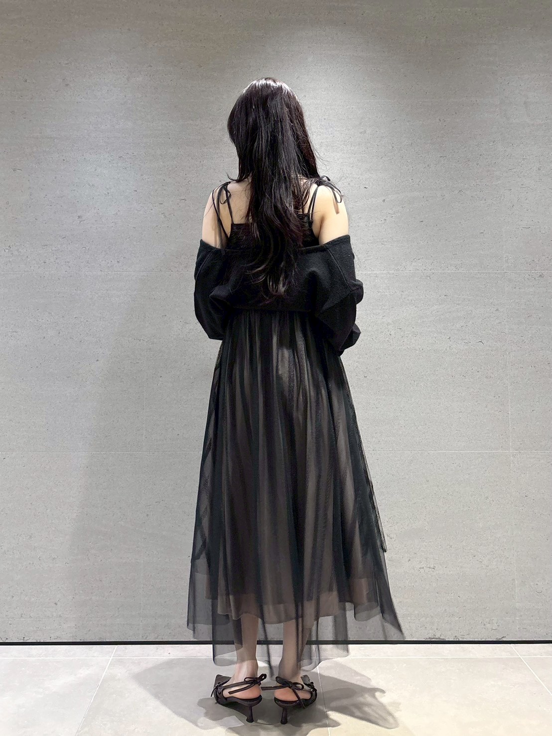 カーデセットチュールワンピース(マキシ・ロングワンピース