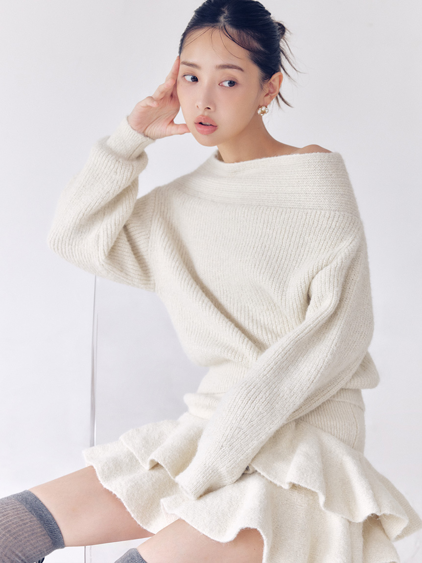 オフショルニットセットアップ(ニットワンピース)｜ワンピース｜LILY