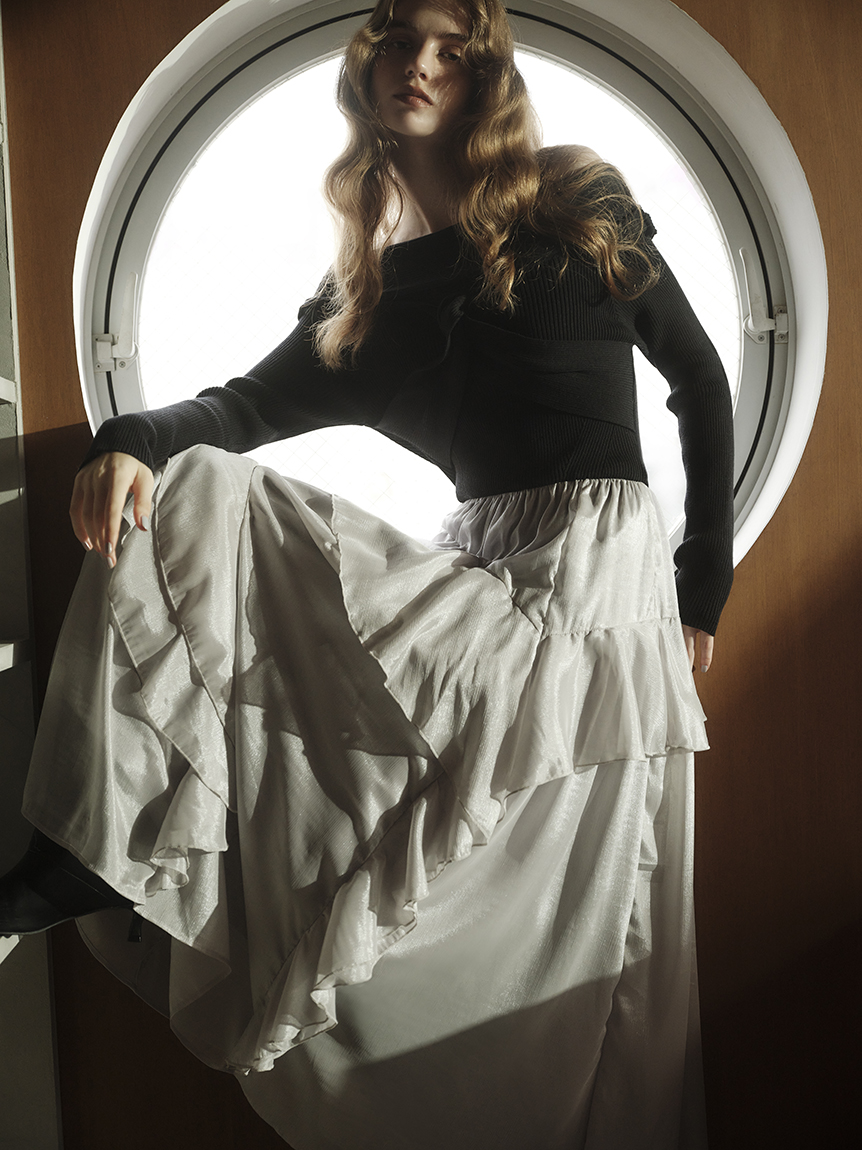 WEB限定】ニットドッキングマキシワンピース(マキシ・ロングワンピース