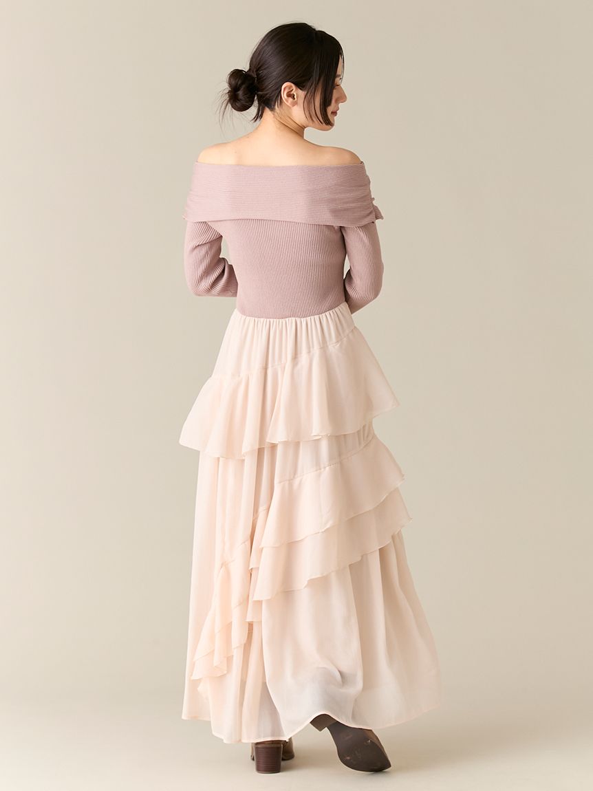 WEB限定】ニットドッキングマキシワンピース(マキシ・ロングワンピース