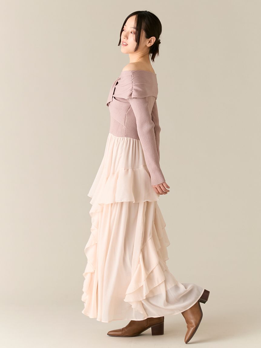 MASH BLACK FRIDAY限定】ニットドッキングマキシワンピース(マキシ