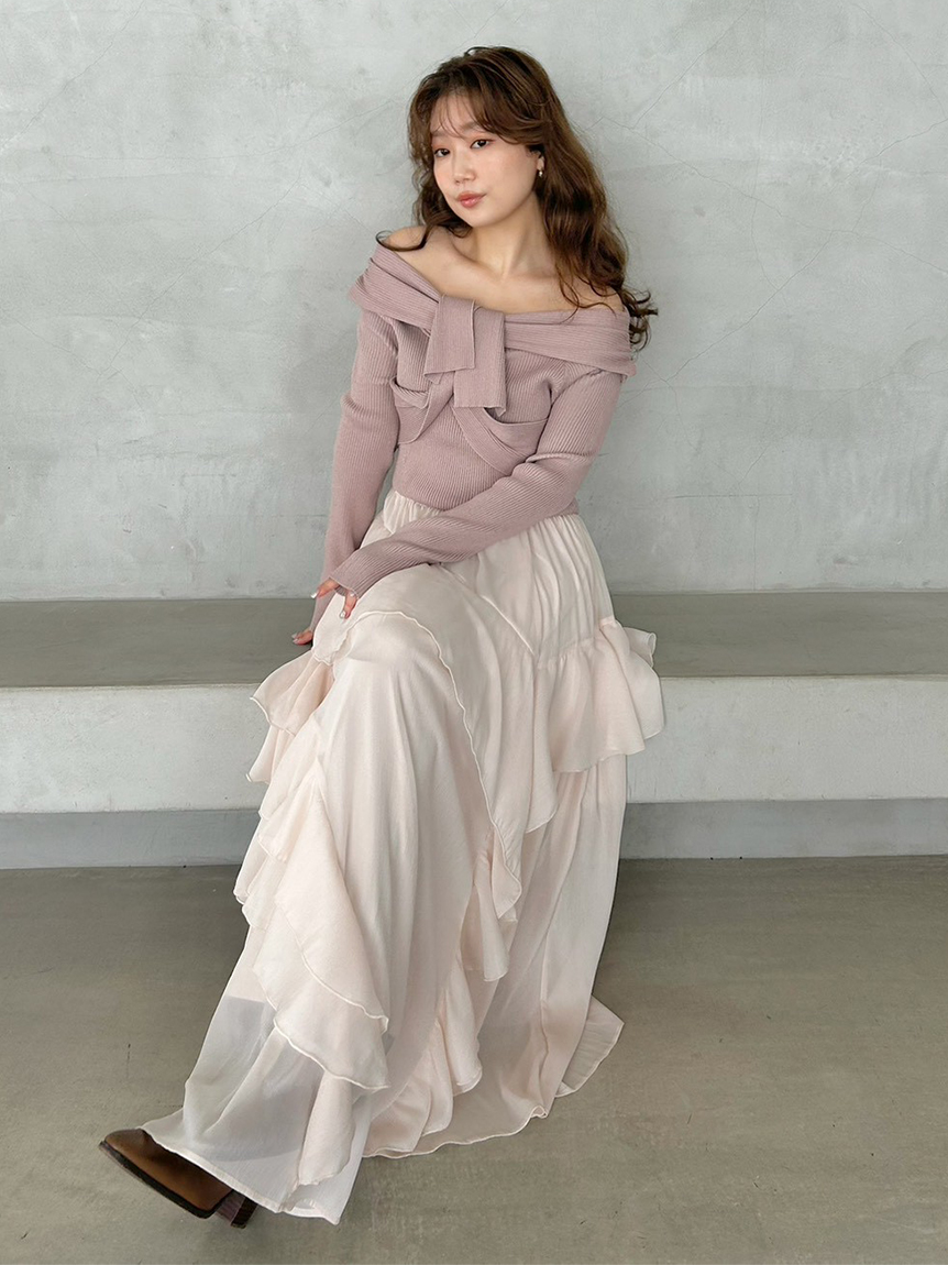 WEB限定】ニットドッキングマキシワンピース(マキシ・ロングワンピース