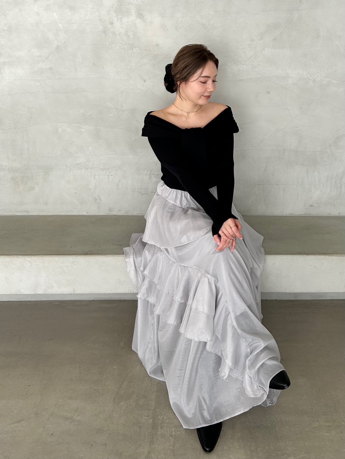 WEB限定】ニットドッキングマキシワンピース(マキシ・ロングワンピース