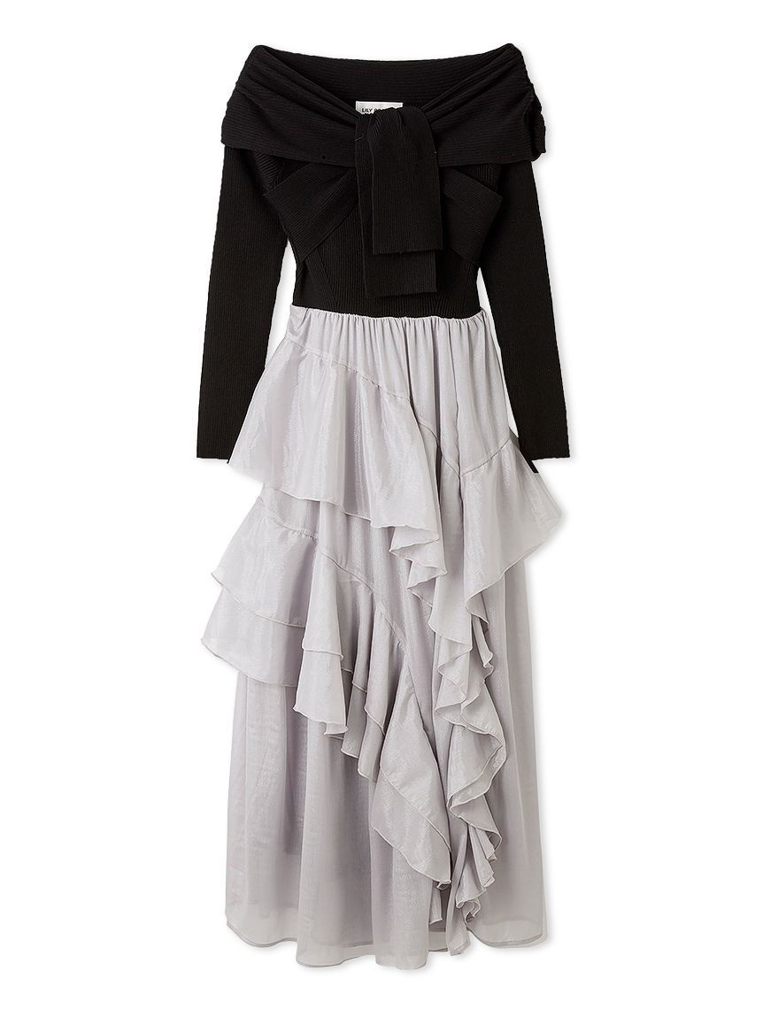 WEB限定】ニットドッキングマキシワンピース(マキシ・ロングワンピース