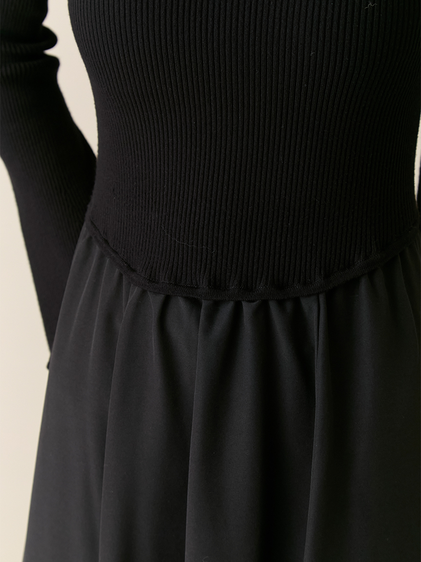 限定カラー】【WEB限定00サイズ】フリルカラーニットコンビワンピース