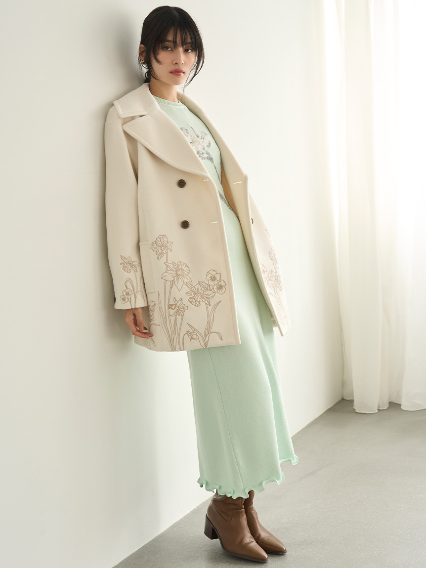 スイセンモチーフニットワンピース(ニットワンピース)｜ワンピース