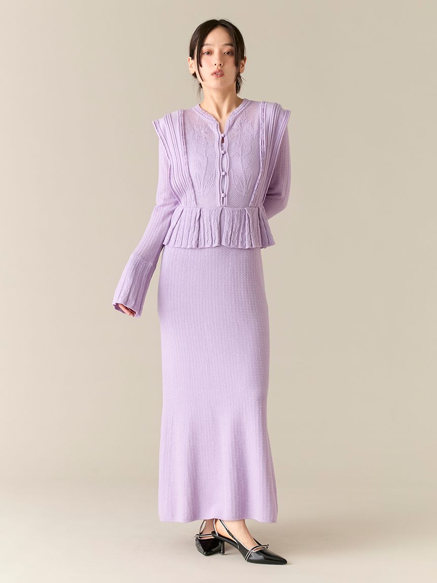 スイッチングクロシェニットワンピース(マキシ・ロングワンピース