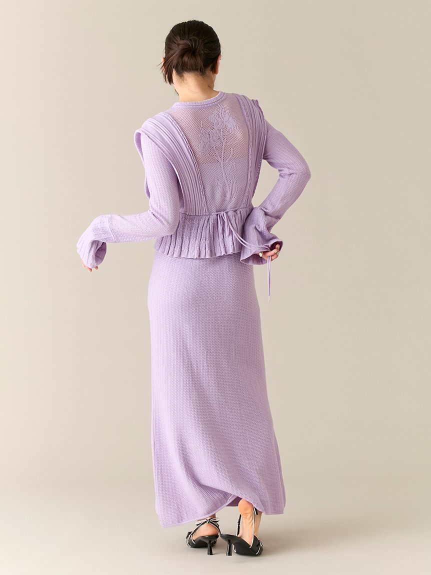 スイッチングクロシェニットワンピース(マキシ・ロングワンピース