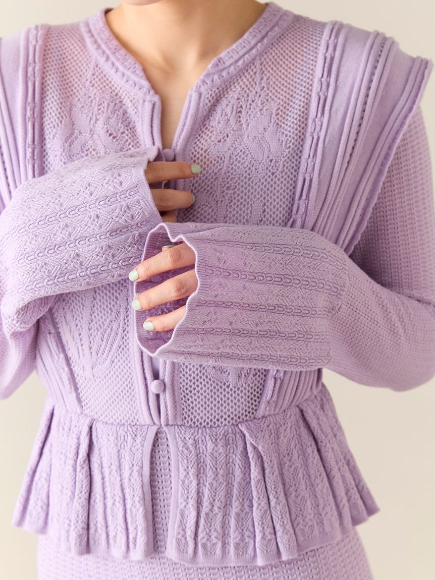 スイッチングクロシェニットワンピース(マキシ・ロングワンピース