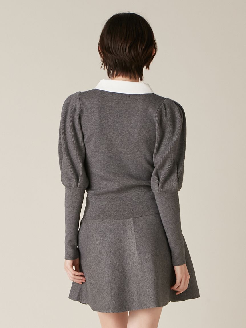 ボウタイニットセットアップ(トップス＆ボトムセット)｜ワンピース