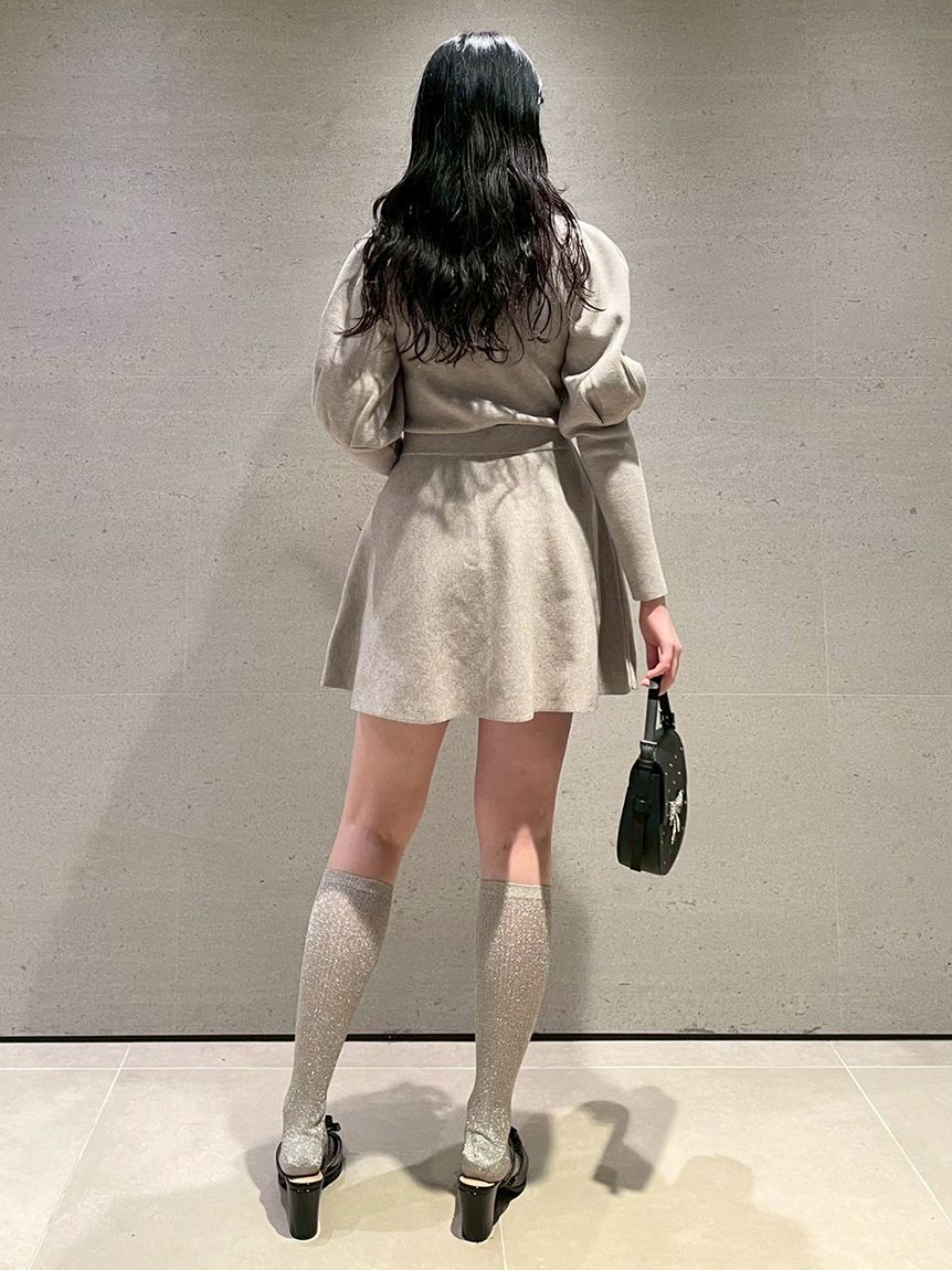 ボウタイニットセットアップ(トップス＆ボトムセット)｜ワンピース