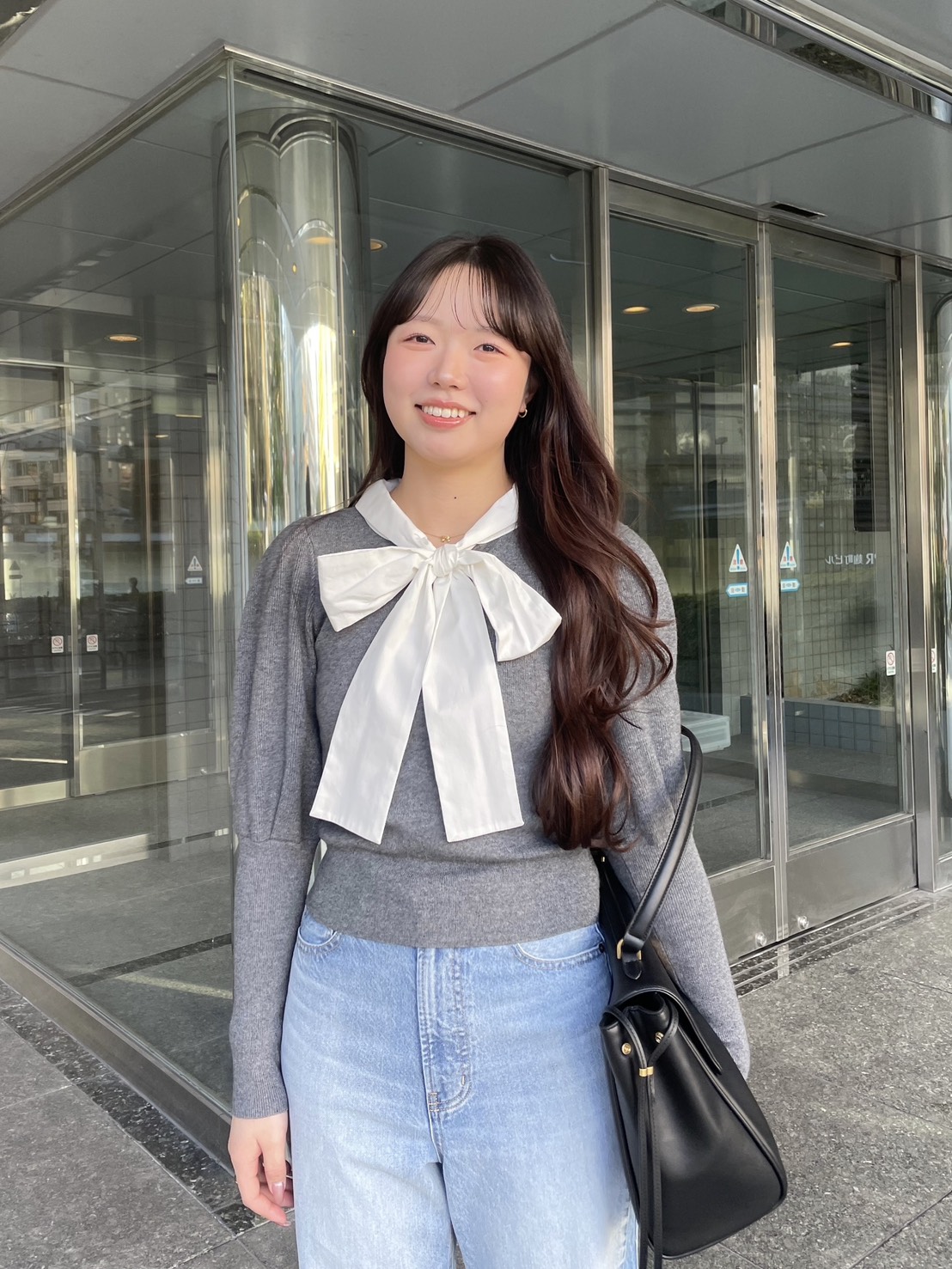 ボウタイニットセットアップ(トップス＆ボトムセット)｜ワンピース