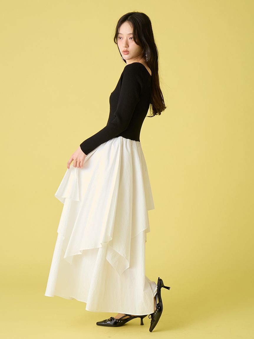 ニットドッキングワンピース(マキシ・ロングワンピース)｜ワンピース