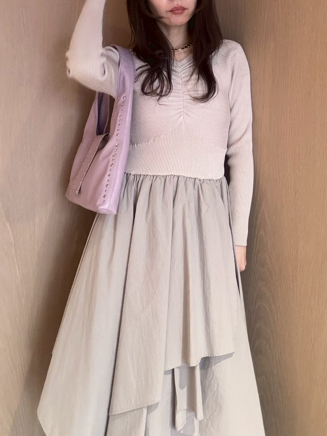 ＊いちとむぎ＊★リピーター様割引 ニットドッキングワンピース(マキシ・ロングワンピース)｜ワンピース