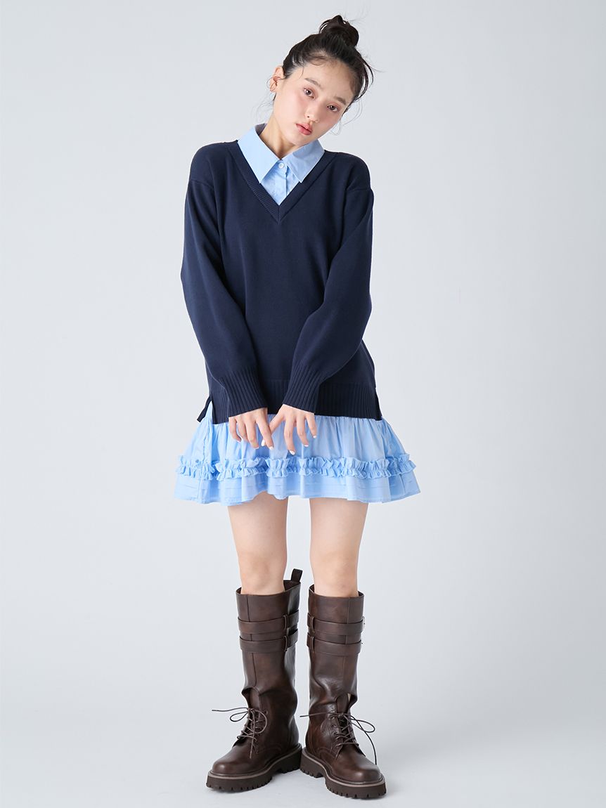シャツドッキングミニワンピース(ミニワンピース)｜ワンピース｜LILY