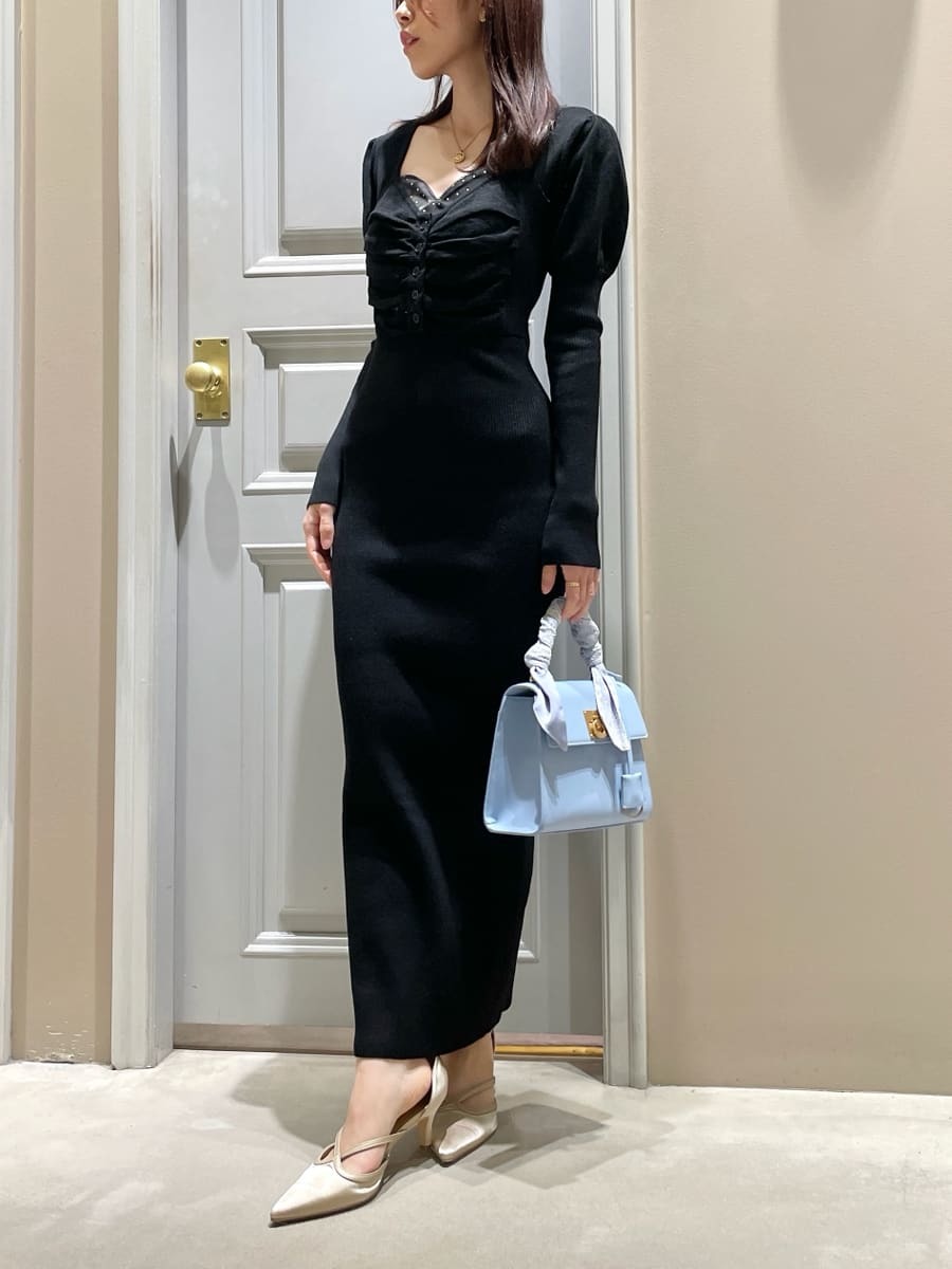 完売色♥️新作新品✨LILY BROWNニットドッキングビスチェワンピース ニットドッキングビスチェワンピース(ニットワンピース)｜ワンピース