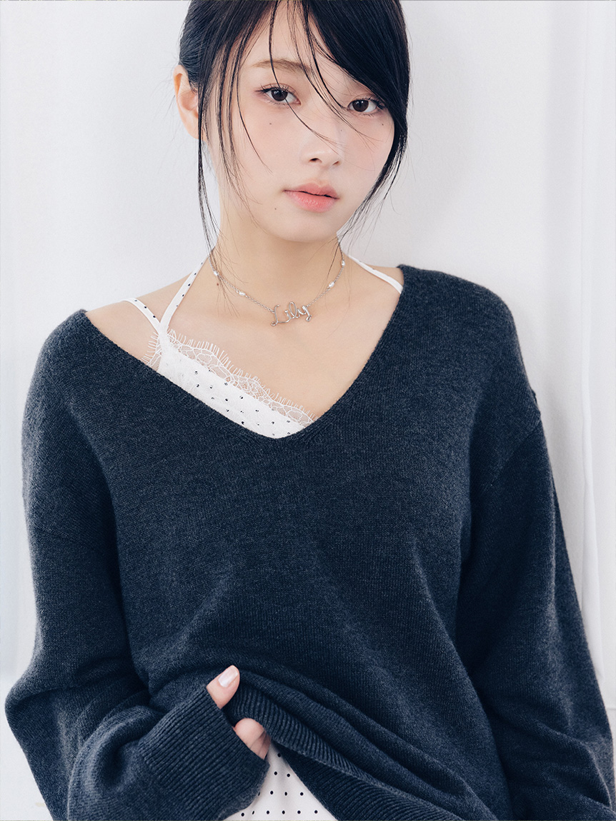 WEB限定カラー】カシミヤブレンドニットセットサテンミニワンピース