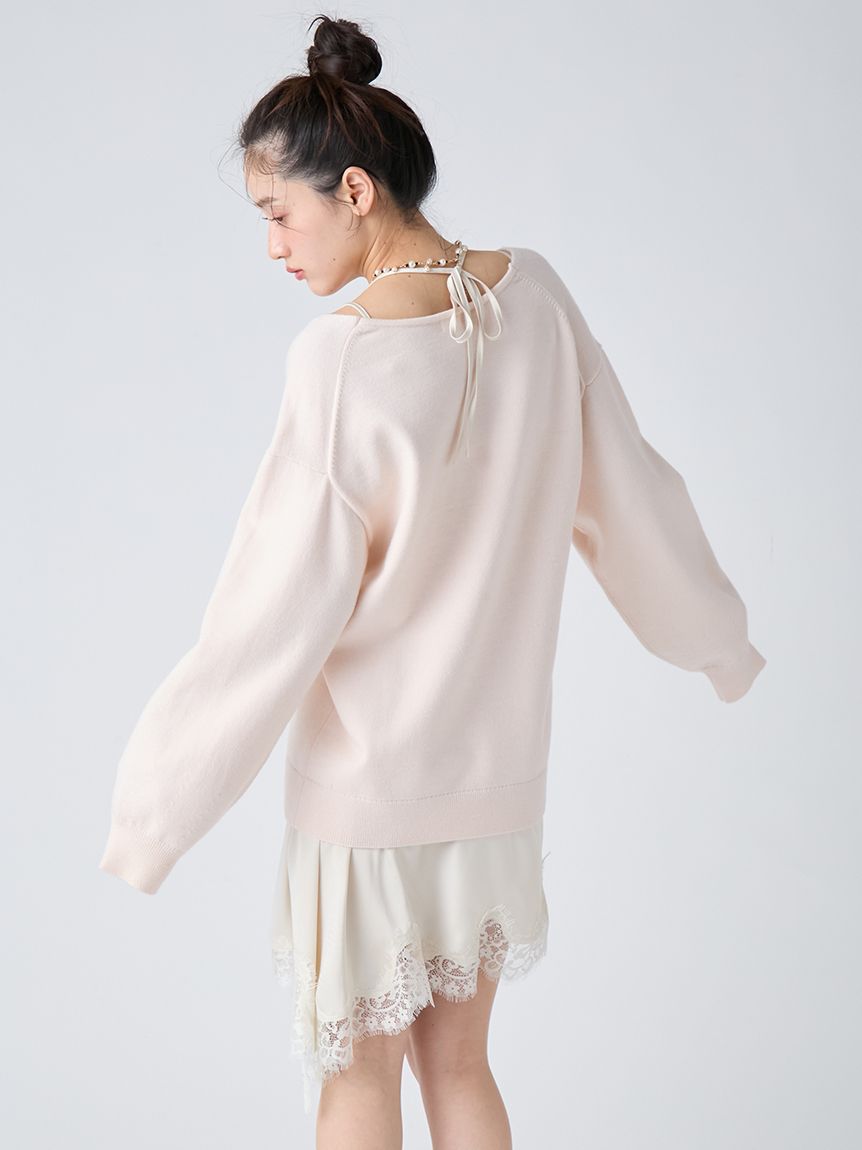 WEB限定カラー】カシミヤブレンドニットセットサテンミニワンピース