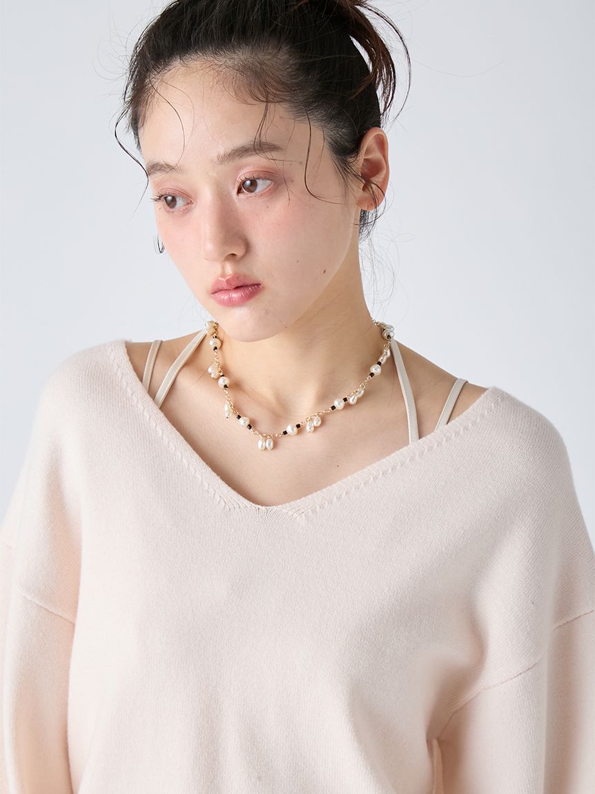 WEB限定カラー】カシミヤブレンドニットセットサテンミニワンピース