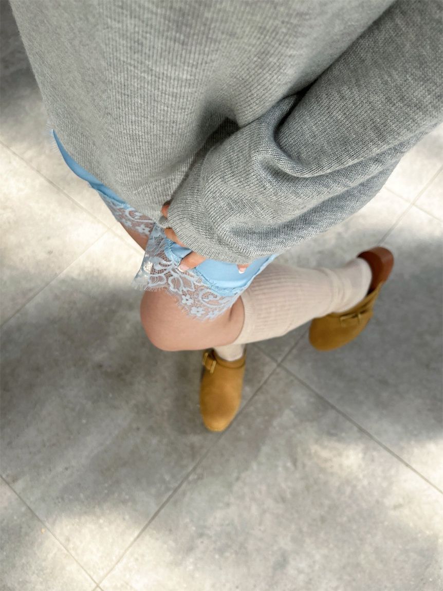 WEB限定カラー】カシミヤブレンドニットセットサテンミニワンピース