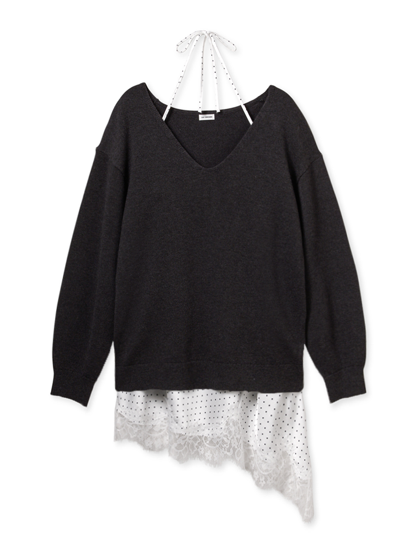 WEB限定カラー】カシミヤブレンドニットセットサテンミニワンピース