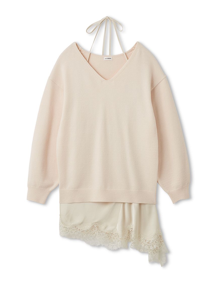 WEB限定カラー】カシミヤブレンドニットセットサテンミニワンピース