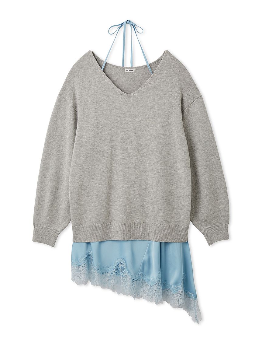 WEB限定カラー】カシミヤブレンドニットセットサテンミニワンピース