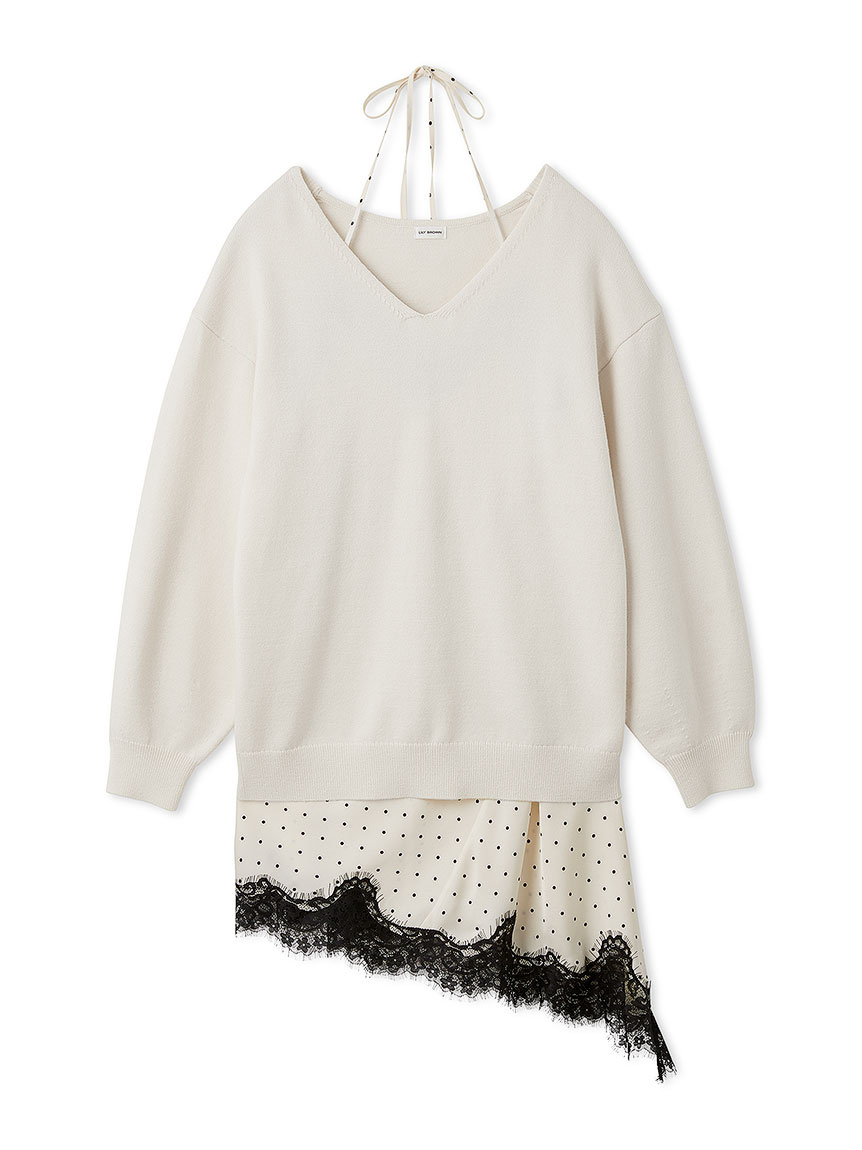 WEB限定カラー】カシミヤブレンドニットセットサテンミニワンピース
