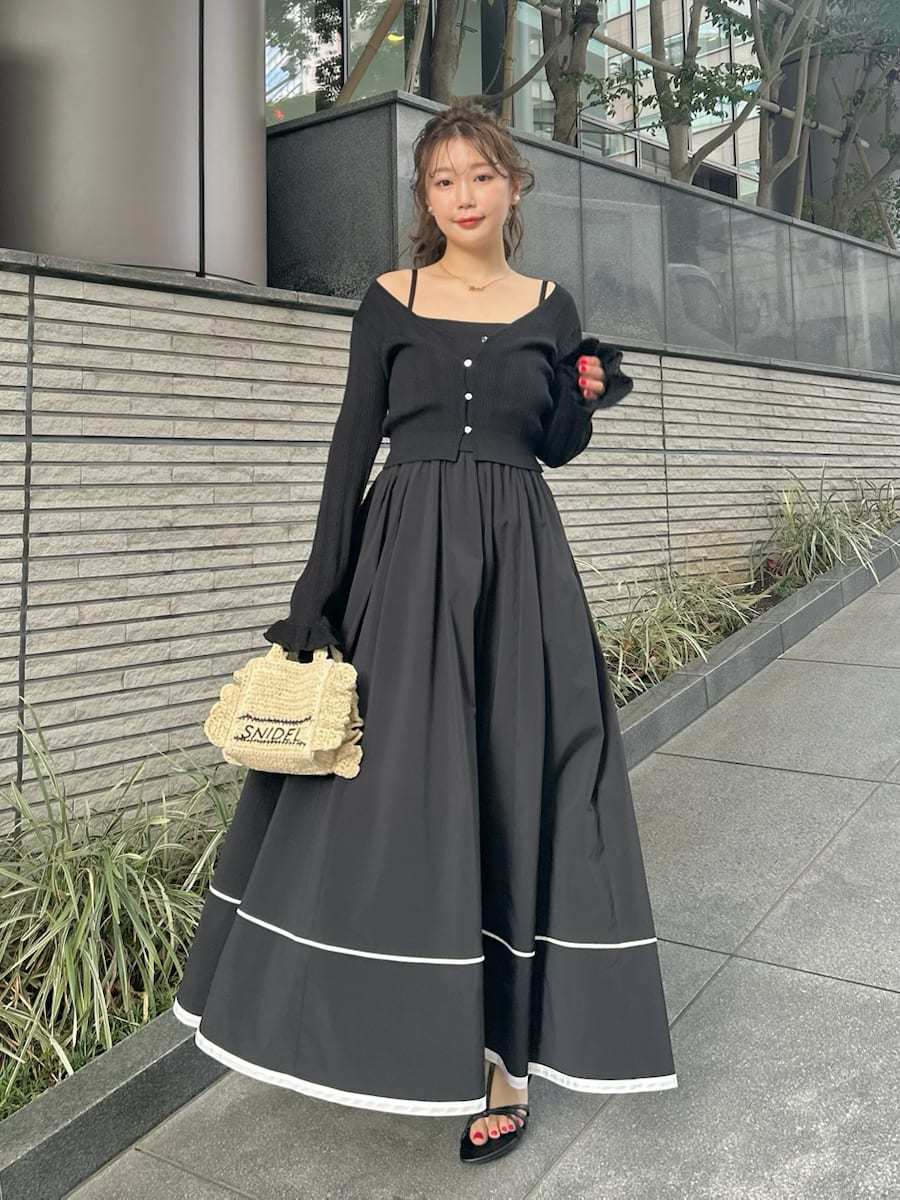 WEB限定00サイズ】ウォッシャブルニットビスチェドッキングワンピース