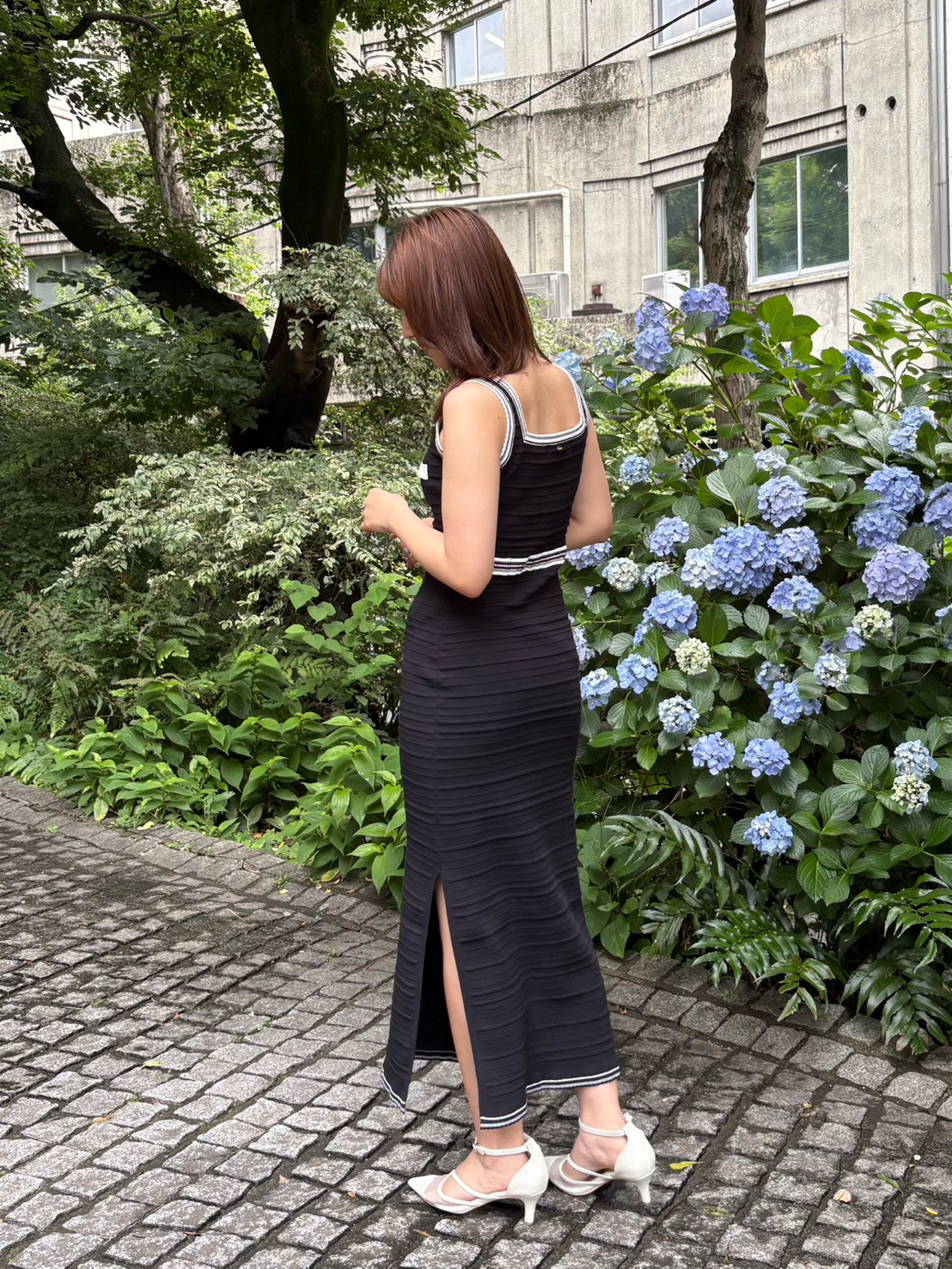 LILY BROWN サイドスリットニットワンピース ブルー サイドスリットニットワンピース(ニットワンピース)｜ワンピース｜LILY