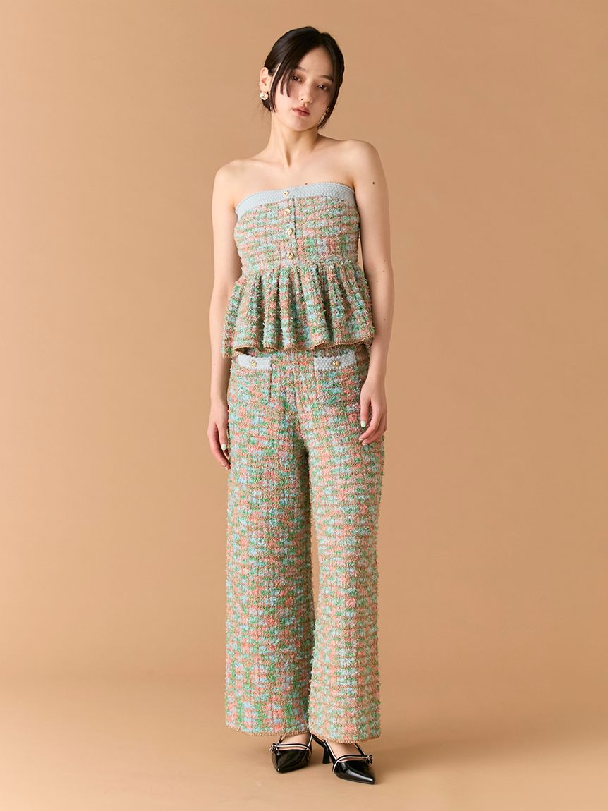 ツイードニットワイドパンツ(セットアップアイテム)｜LILY BROWN