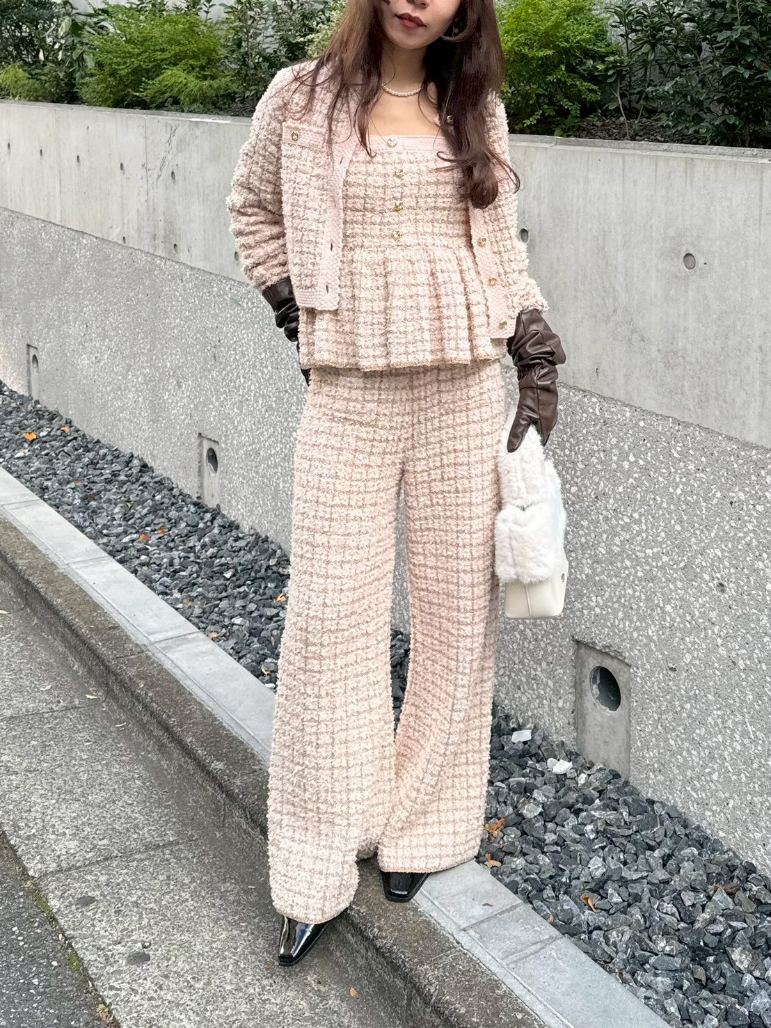 ツイードニットワイドパンツ(セットアップアイテム)｜LILY BROWN