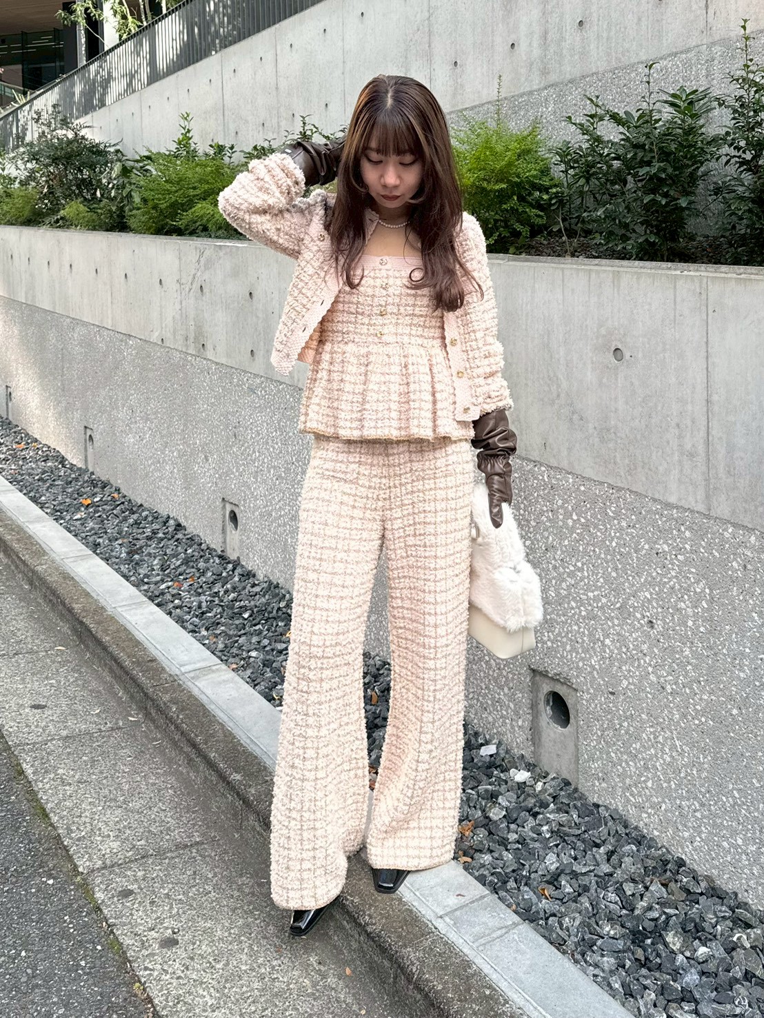 ツイードニットワイドパンツ(セットアップアイテム)｜LILY BROWN