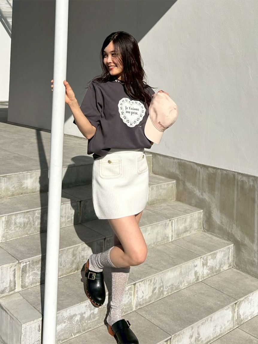 コットンニットミニスカート(セットアップアイテム)｜LILY BROWN