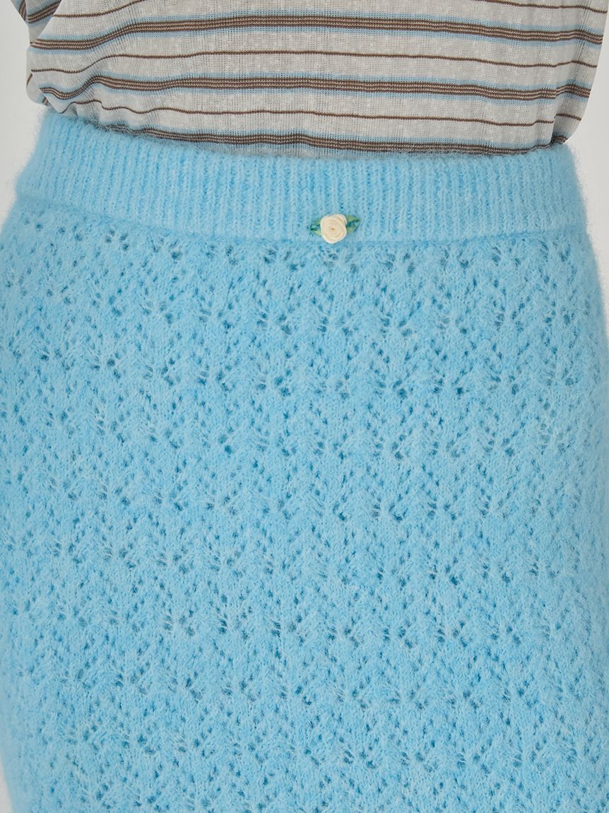 クロシェニットローズモチーフミディスカート(膝丈スカート)｜SKIRT