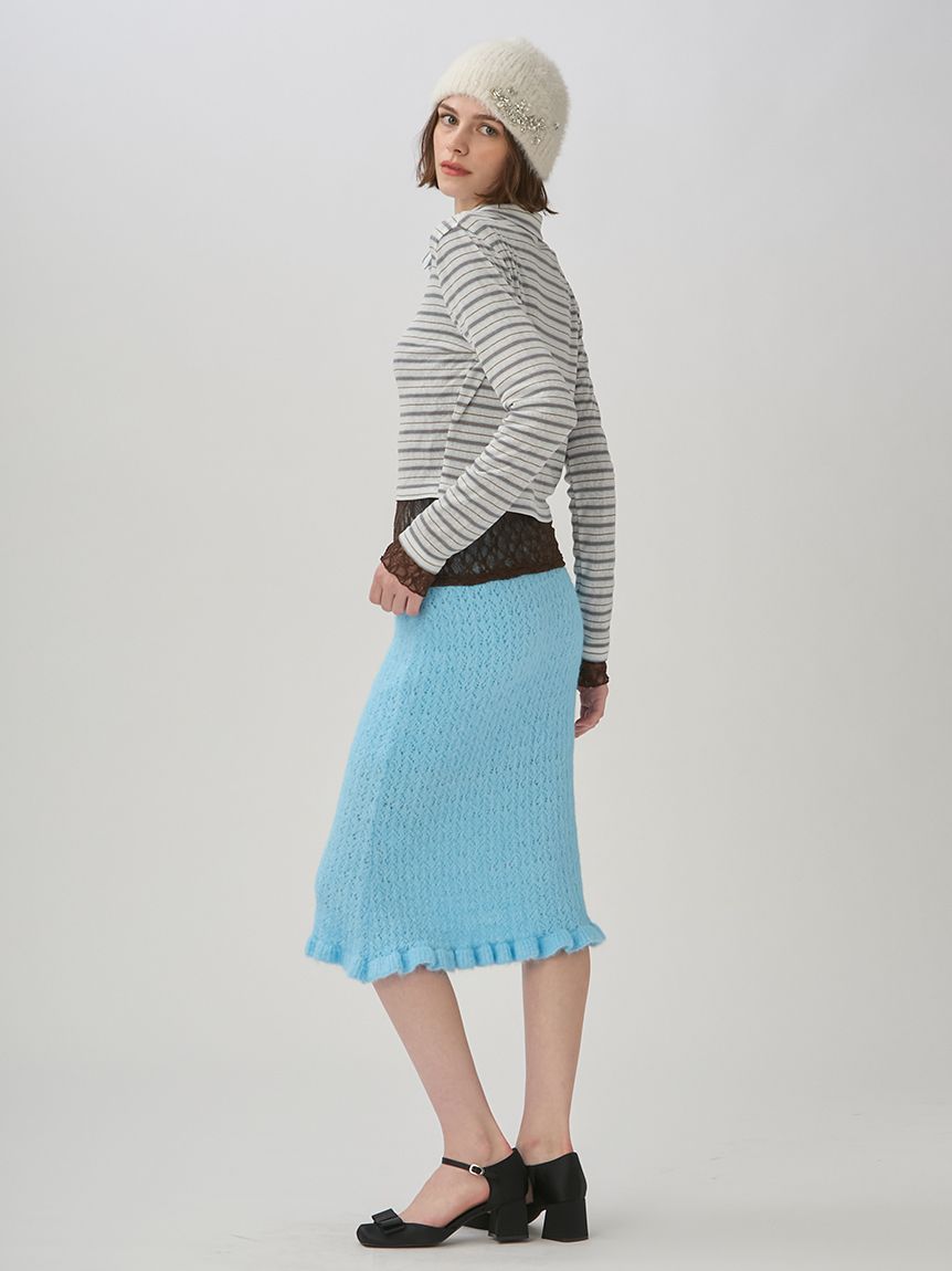 クロシェニットローズモチーフミディスカート(膝丈スカート)｜SKIRT