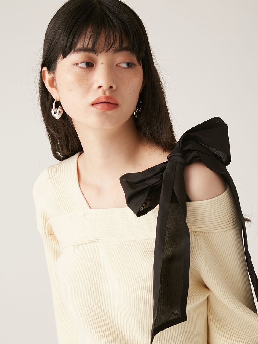 ワンショルリボントップス(ニット)｜トップス｜LILY BROWN