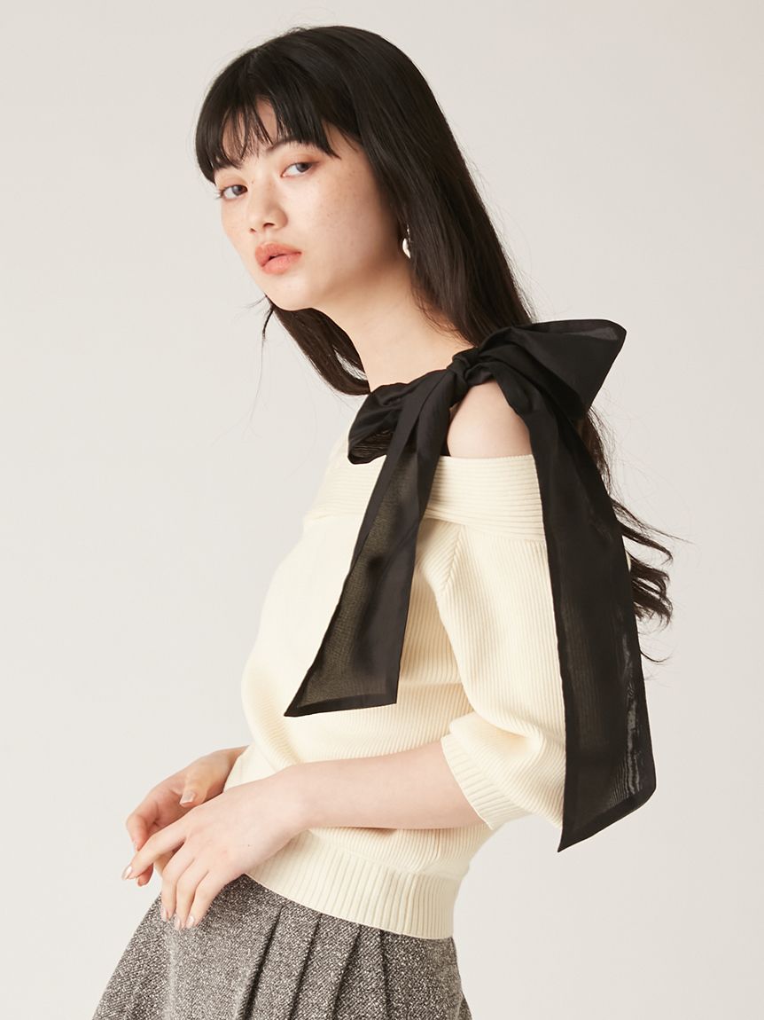 ワンショルリボントップス(ニット)｜トップス｜LILY BROWN
