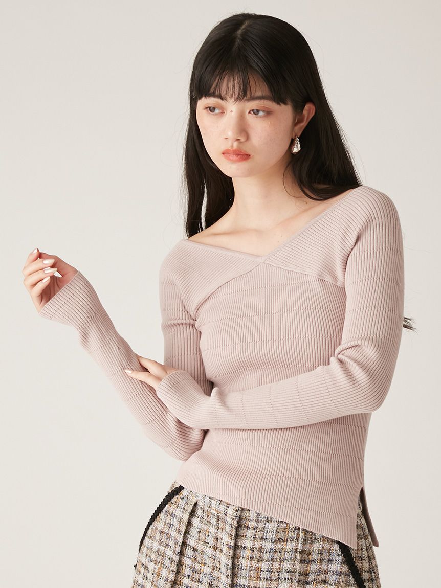 2wayクロスデザインリブニット(ニット)|トップス|LILY BROWN 2wayクロスデザインリブニット(ニット)|トップス|LILY BROWN