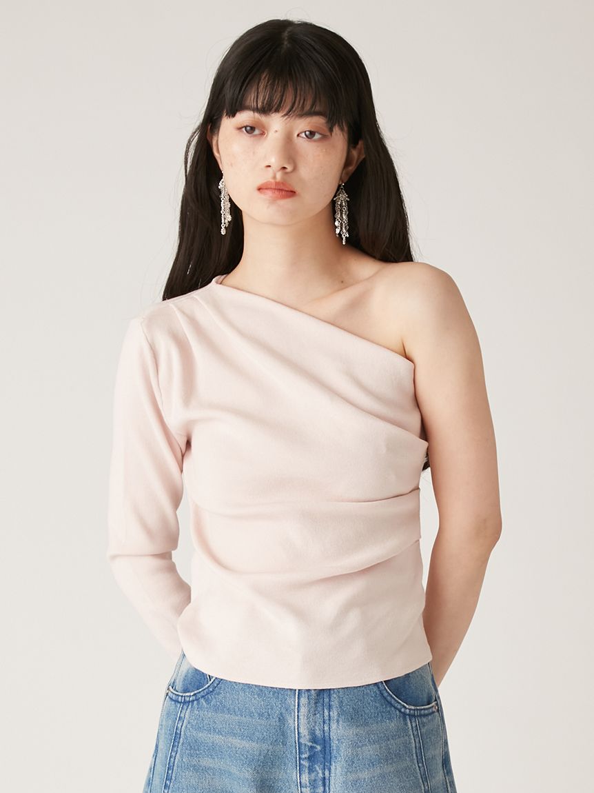 ワンショルダーデコルテニットトップス(Tシャツ・カットソー