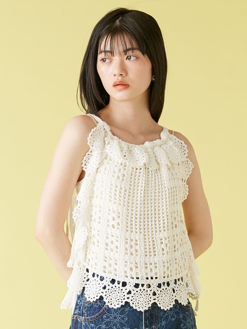 正規店仕入れの クロシェニットトップス(ニット)｜トップス｜LILY BROWN（リリー トップス