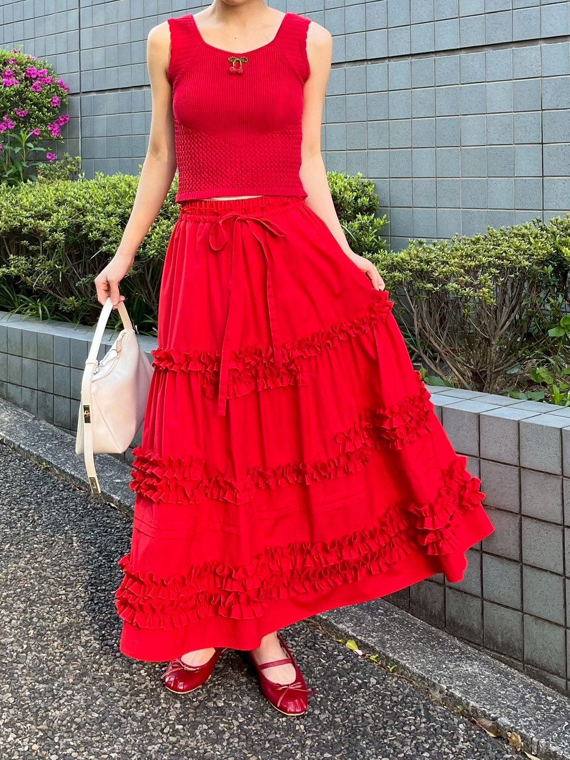 LILY BROWN リリーブラウン チェリーモチーフニットタンクトップス リリーブラウン LILY BROWN チェリーモチーフニットタンク