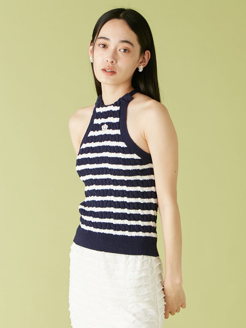 【LILY BROWN×MARY QUANT】デイジー刺繍アメスリケーブルニット LILY BROWN×MARY QUANT】デイジー刺繍アメスリケーブルニット