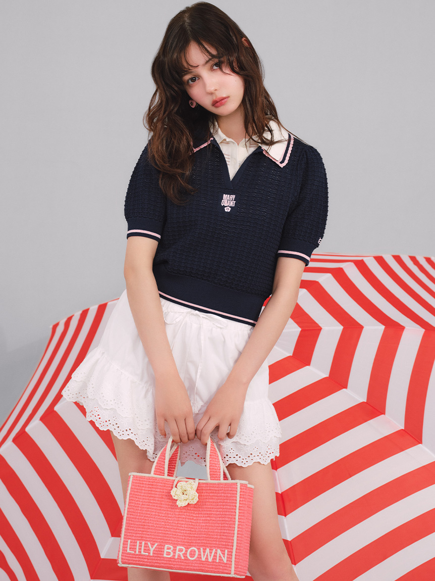 LILY BROWN×MARY QUANT】シアーポロニットトップス｜リリー