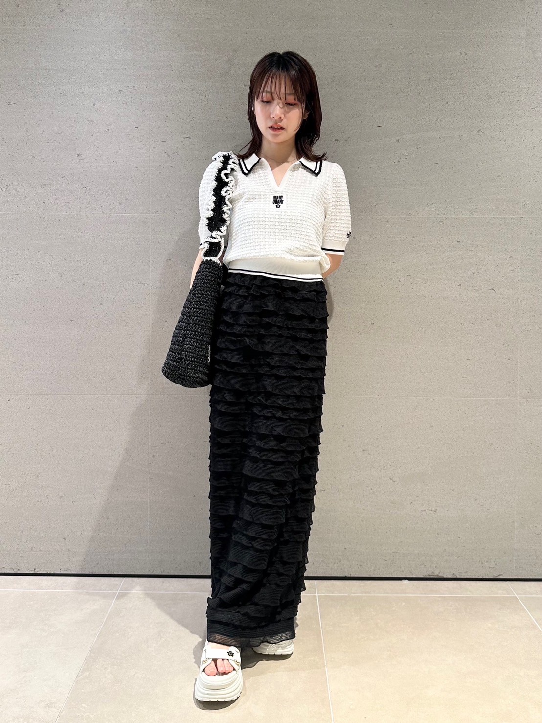 【LILY BROWN×MARY QUANT】シアーポロニットトップス LILY BROWN｜【LILY BROWN×MARY QUANT】シアーポロニット