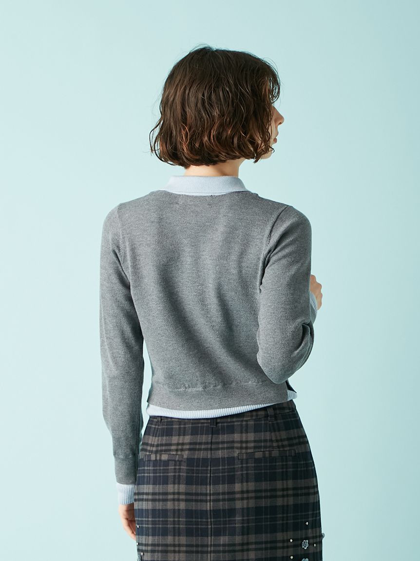ブラウスレイヤードリバーシブルニット/brown シャツレイヤードニットトップス(ニット)｜トップス｜LILY BROWN