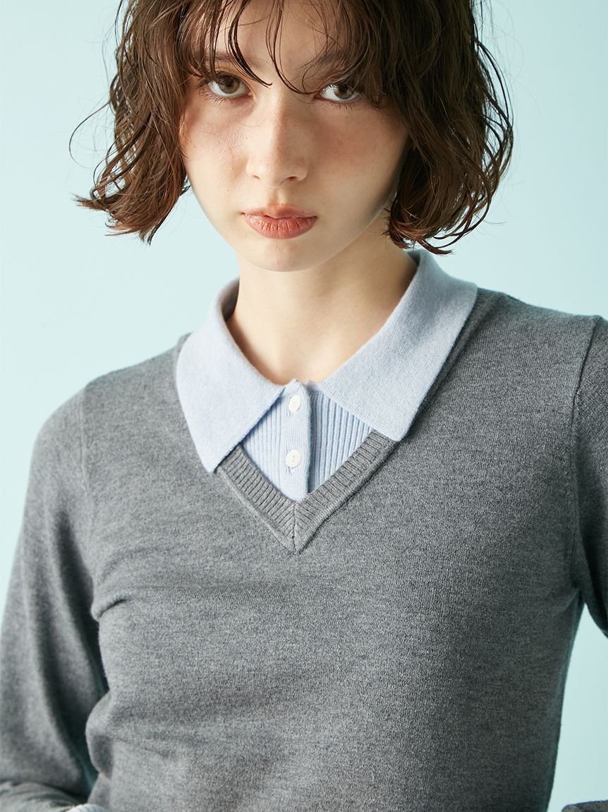 シャツレイヤードニットトップス(ニット)｜トップス｜LILY BROWN