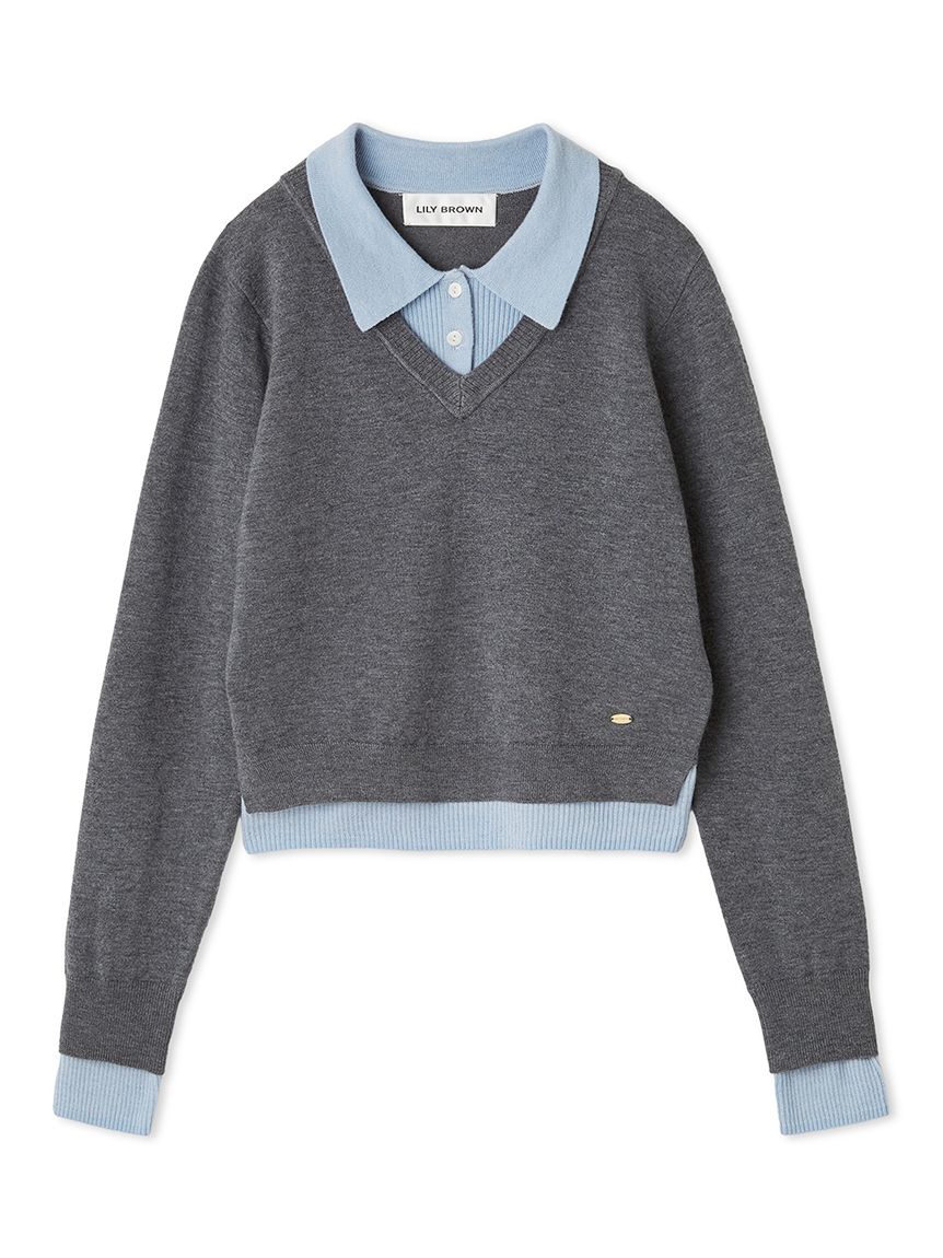 シャツレイヤードニットトップス(ニット)｜トップス｜LILY BROWN